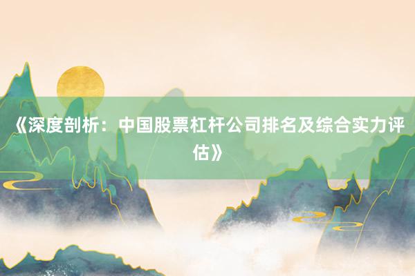 《深度剖析：中国股票杠杆公司排名及综合实力评估》