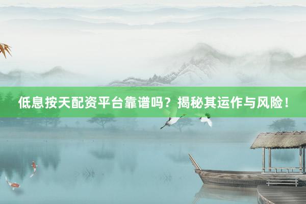 低息按天配资平台靠谱吗？揭秘其运作与风险！