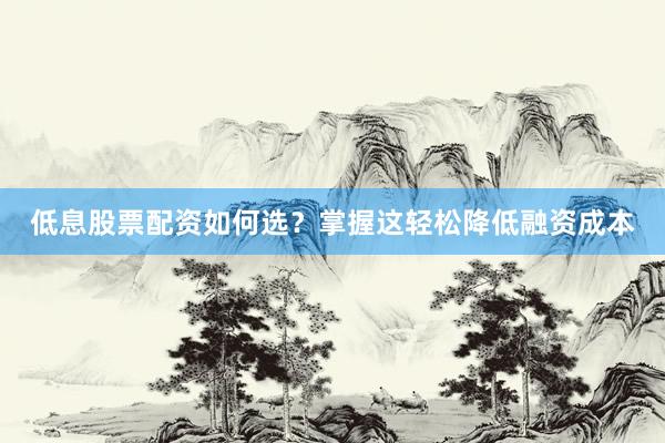 低息股票配资如何选？掌握这轻松降低融资成本