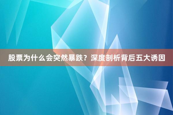 股票为什么会突然暴跌？深度剖析背后五大诱因